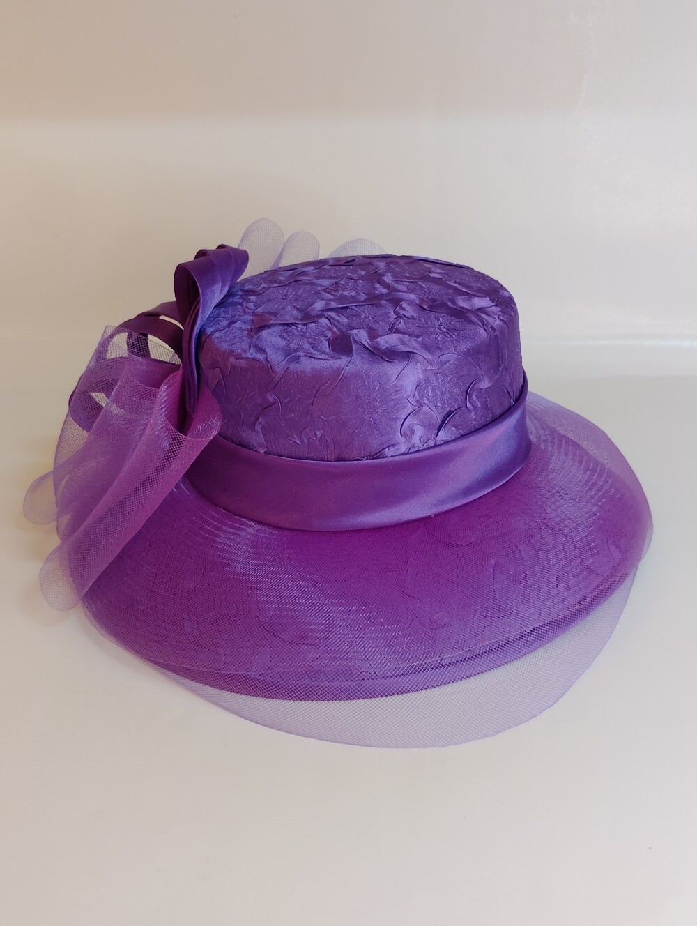 Giovanna Elegant Purple Women's Dress Hat with Decorative Bow